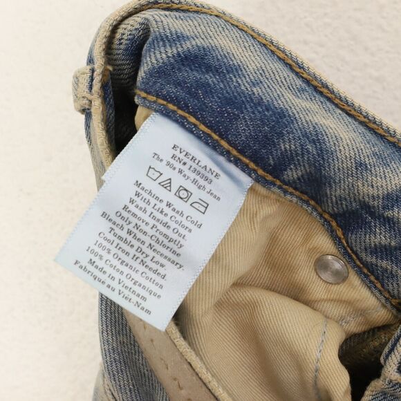 EVERLANE The 90's Way High Jean 25 Rigid Paint Splatter Light Blue Wash NWT B70 - Picture 6 of 6